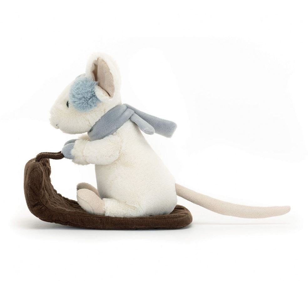 Plišasta igrača, Miška božična na saneh - JELLYCAT, 18 cm