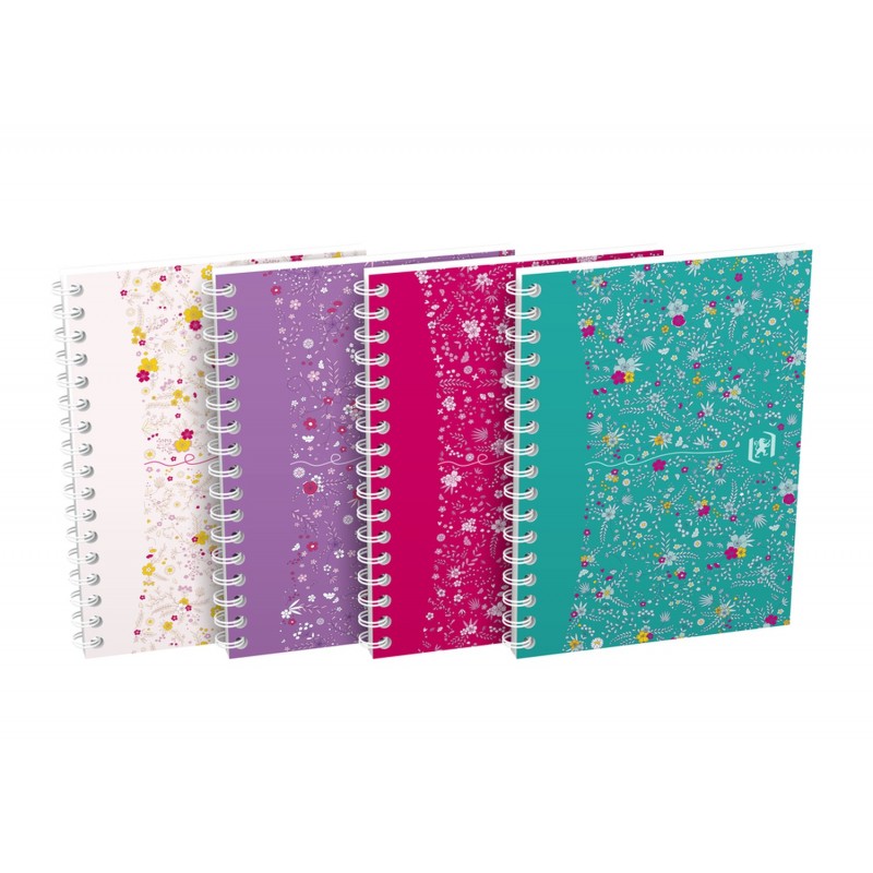 Zvezek B5 s spiralo, Floral Soft Touch, črtani, 60-listni, sortirane barve