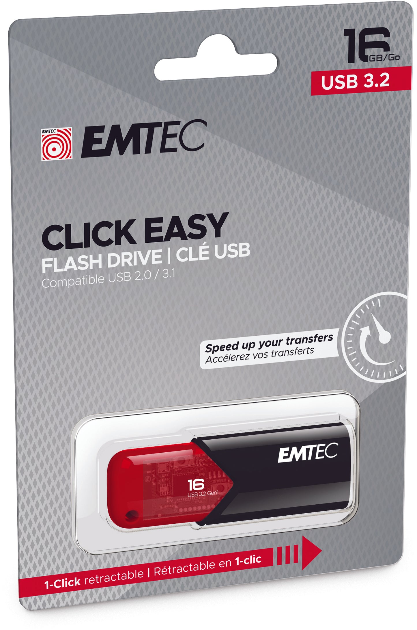 USB disk EMTEC 16GB Click E B110 3.2 Rdeč