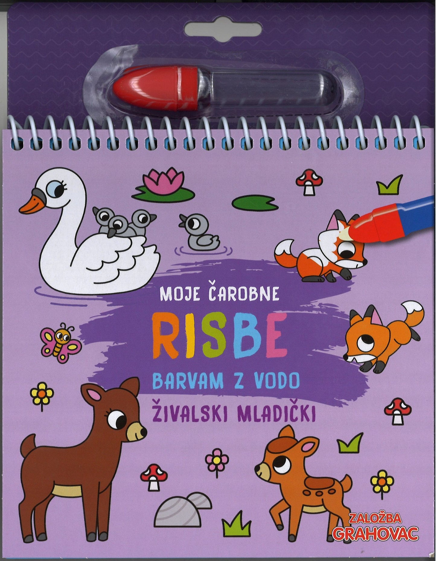Moje čarobne risbe: Živalski mladički (barvam z vodo)