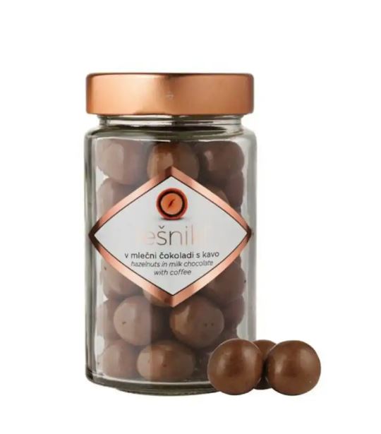 Lešniki, obliti z mlečno čokolado z okusom kave, 125g