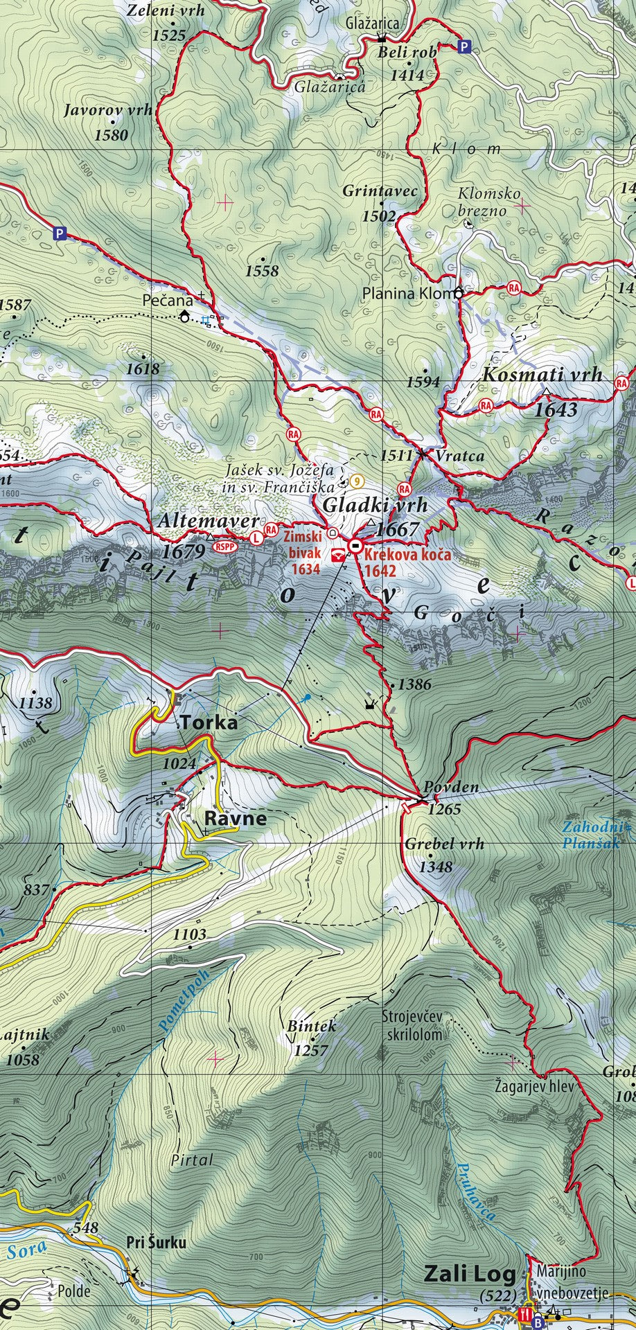 Ratitovec in okolica - 1 : 25.000 (Planinska karta)