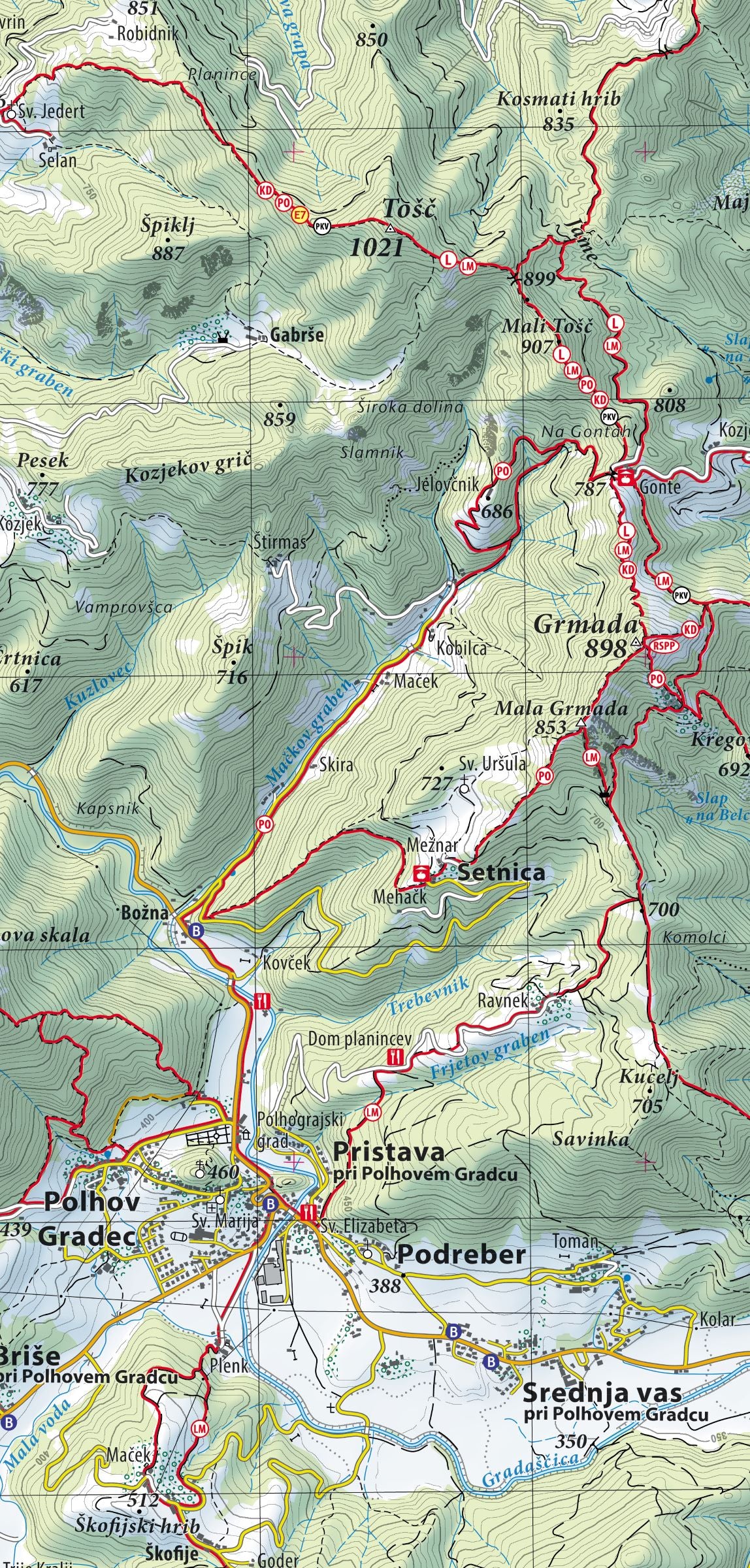 POLHOGRAJSKO HRIBOVJE IN OKOLICA - KARTA 1:25000