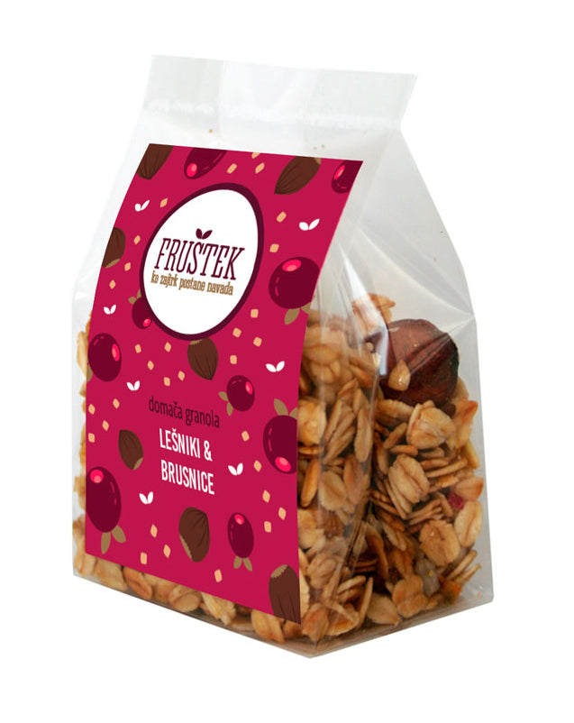 Granola Fruštek LEŠNIK IN BRUSNICE, mini, 60g