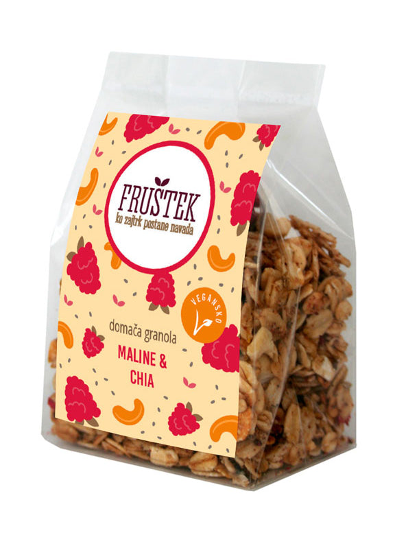 Granola Fruštek MALINE IN CHIA, mini, 60g
