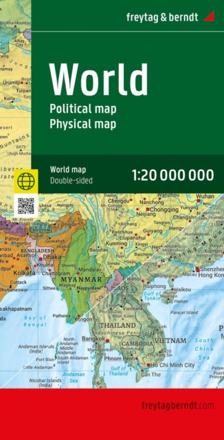 World Map, Political - Physical, English, folded Map