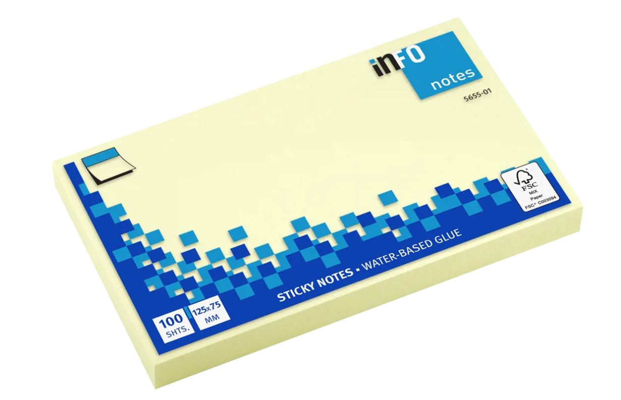 Blok samolepilni Info, 125x75 mm, 100 listni, rumen