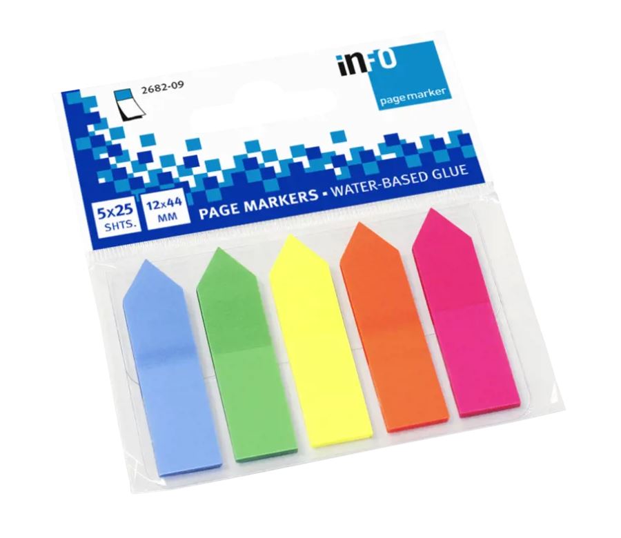 Označevalci samolepilni Info 2682-09, 12x44 mm, 5x25 listni, puščice