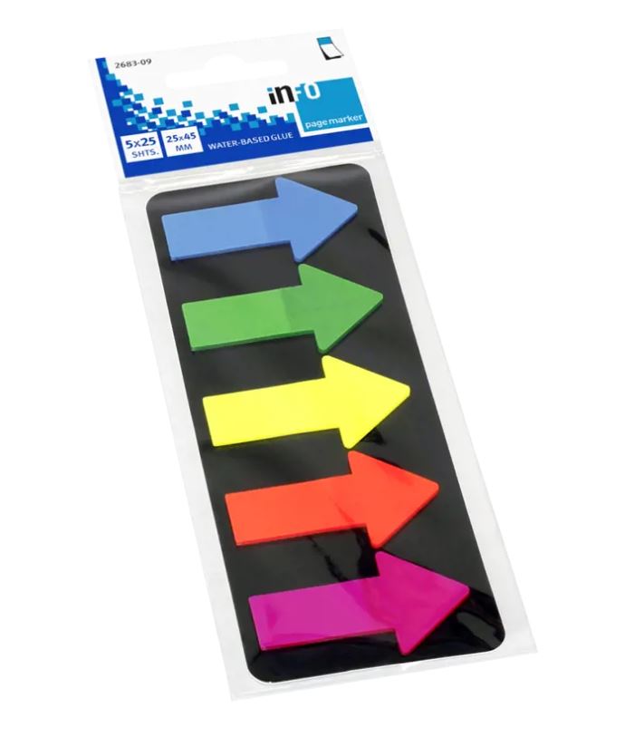 Označevalci samolepilni Info 2683-09, 25x45 mm, 5x25 listni, puščice