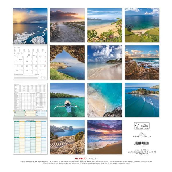 Koledar BY THE SEA 2026, 30x30 cm