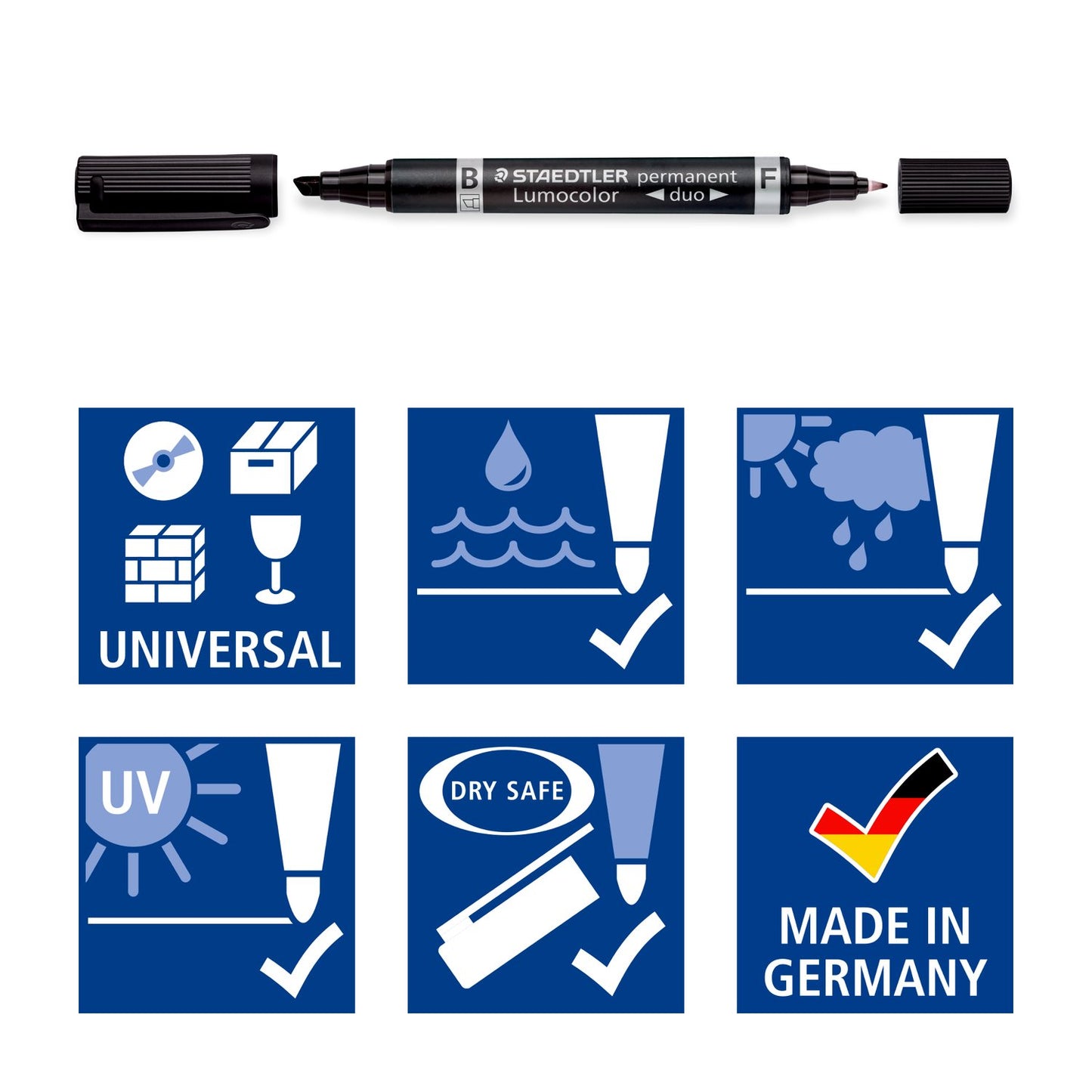 Marker Staedtler 348b-9 Lumocolor Duo, odrezana konica, črn