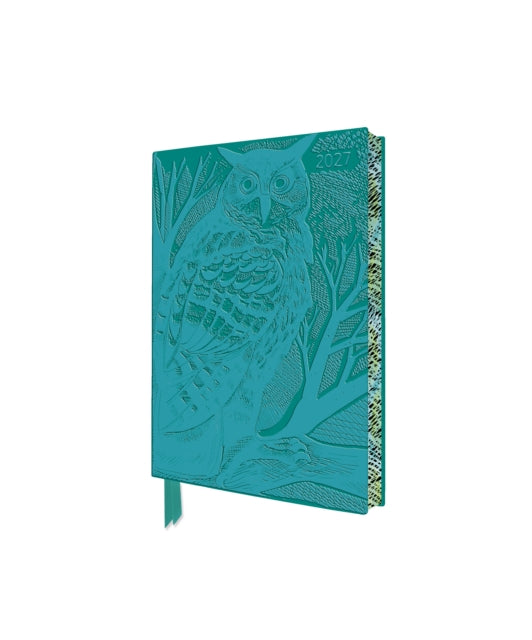 Angela Harding: Long Eared Owl 2027 Pocket Artisan Art Vegan Leather Diary – Week to View