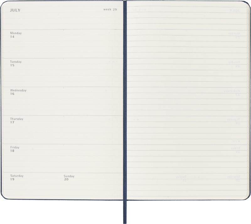 Planer Moleskine 2025/2026, 18-mesečni, large, tedenski, trde platnice, moder