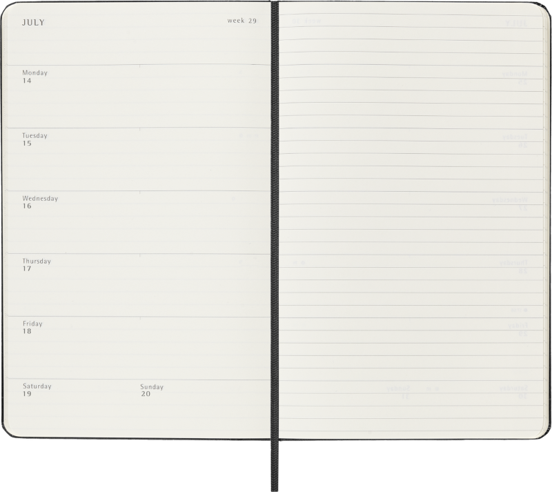 Planer Moleskine 2025/2026, 18-mesečni, large, tedenski, trde platnice, črn