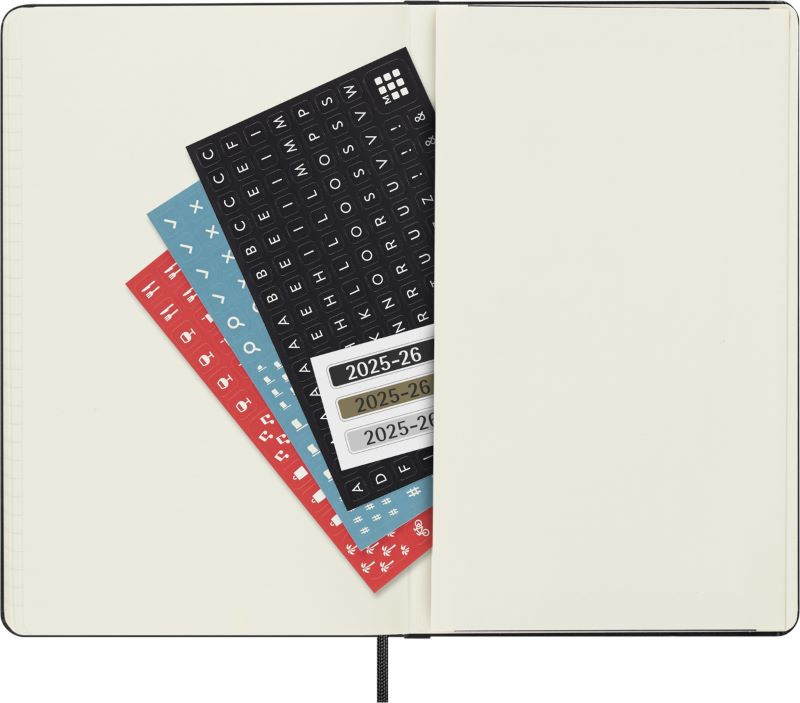 Planer Moleskine 2025/2026, 18-mesečni, large, tedenski, trde platnice, črn
