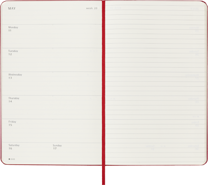 Planer Moleskine 2025/2026, 18-mesečni, large, tedenski, trde platnice, rdeč