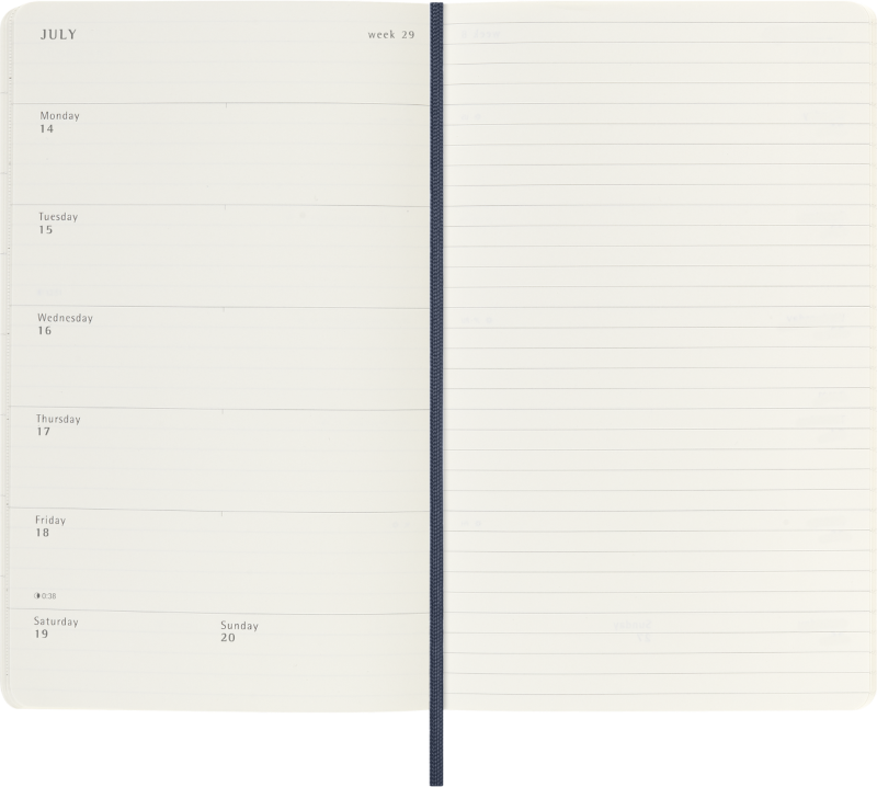 Planer Moleskine 2025/2026, 18-mesečni, large, tedenski, mehke platnice, moder