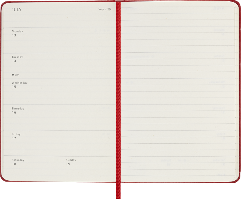 Planer Moleskine 2025/2026, 18-mesečni, pocket, tedenski, trde platnice, rdeč