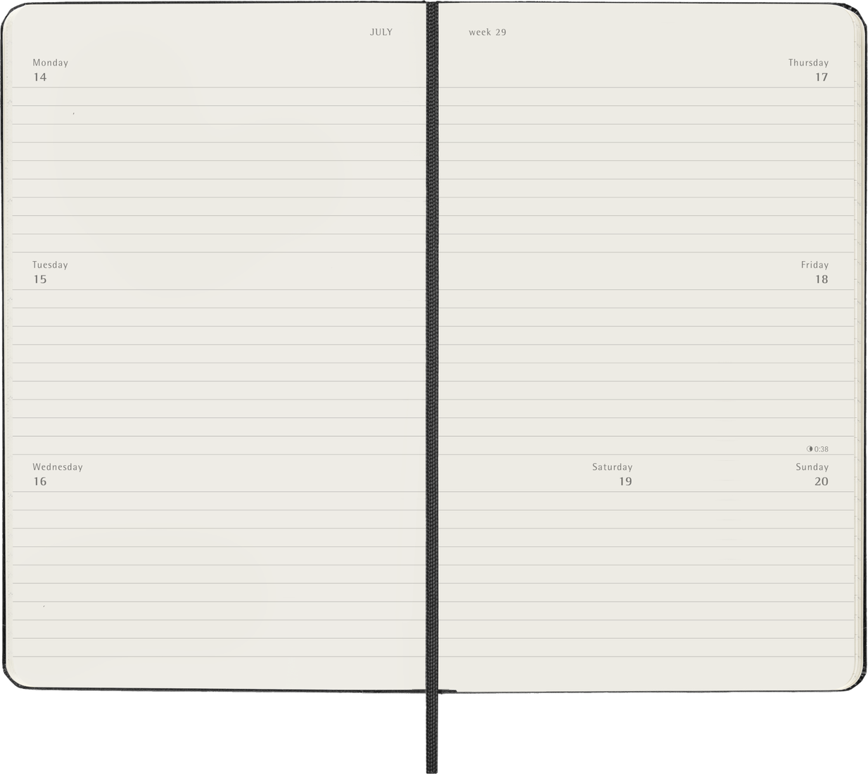 Planer Moleskine 2025/2026, 18-mesečni, large, tedenski, trde platnice, črn
