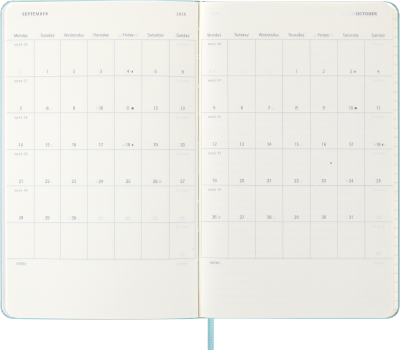 Planer Moleskine 2025/2026, 18-mesečni, large, tedenski, trde platnice, svetlo moder