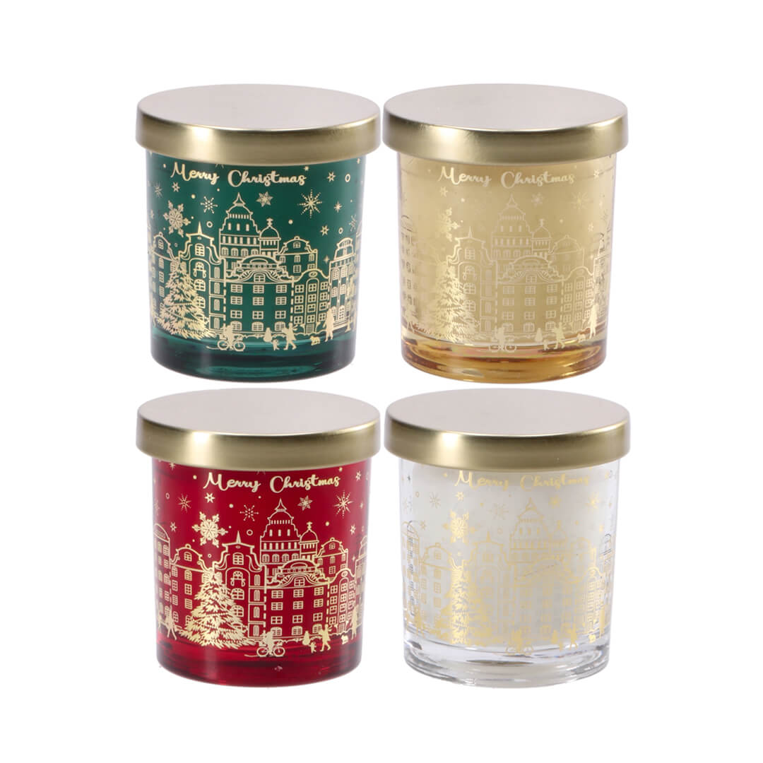 Sveča v steklenem kozarcu, 7x8 cm, sortirano