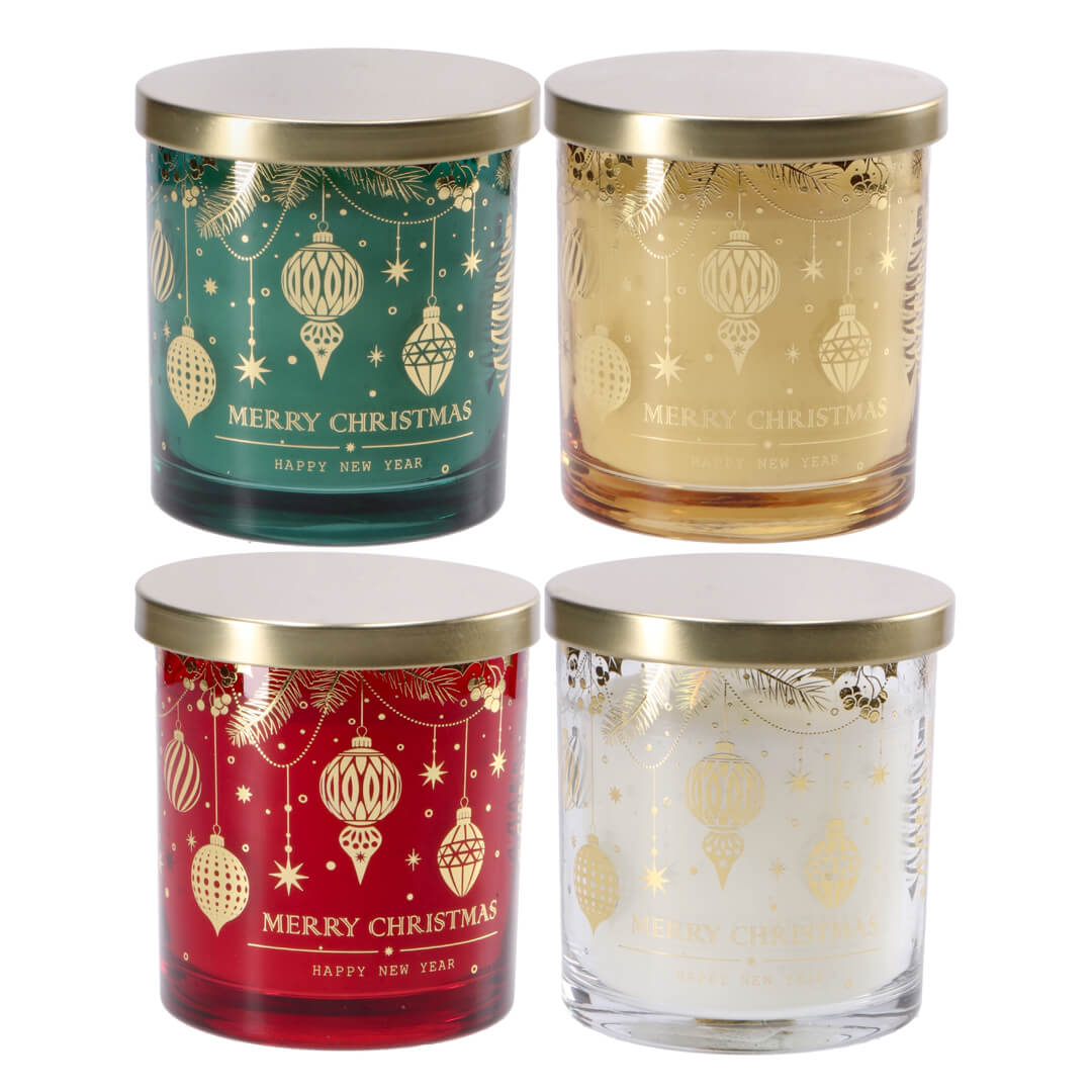 Sveča v steklenem kozarcu, 9x10 cm, sortirano