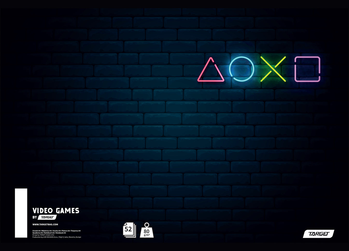 ZVEZEK A4 VIDEO GAMES, črtani z robom, 52-listni, 80-g papir, različni motivi