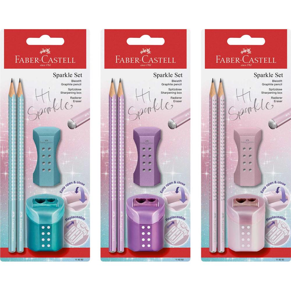 SET FABER-CASTELL SPARKLE, 2SV+R+Š, sortirane barve