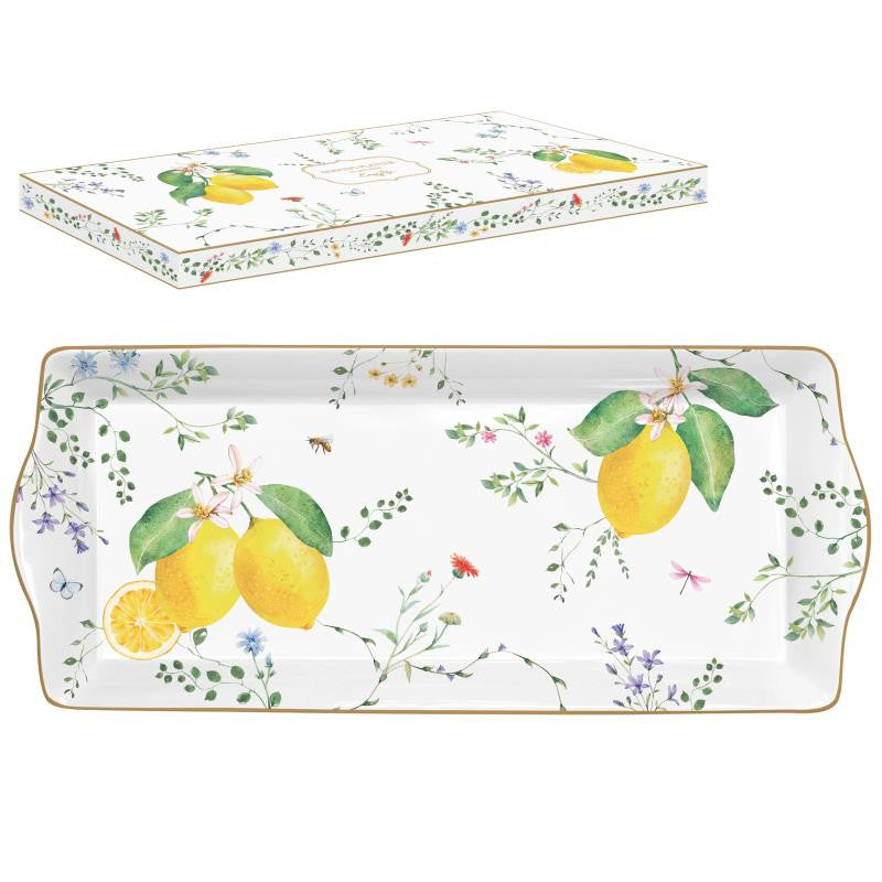 Servirni pladenj Fleurs et Citrons, 35x15 cm