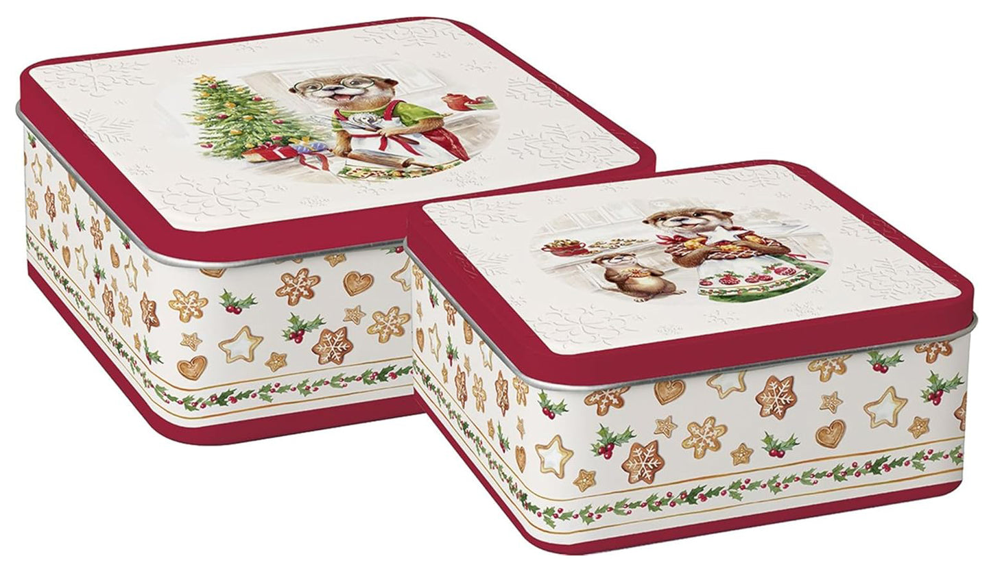 Set 2 kovinskih škatel Otter Family