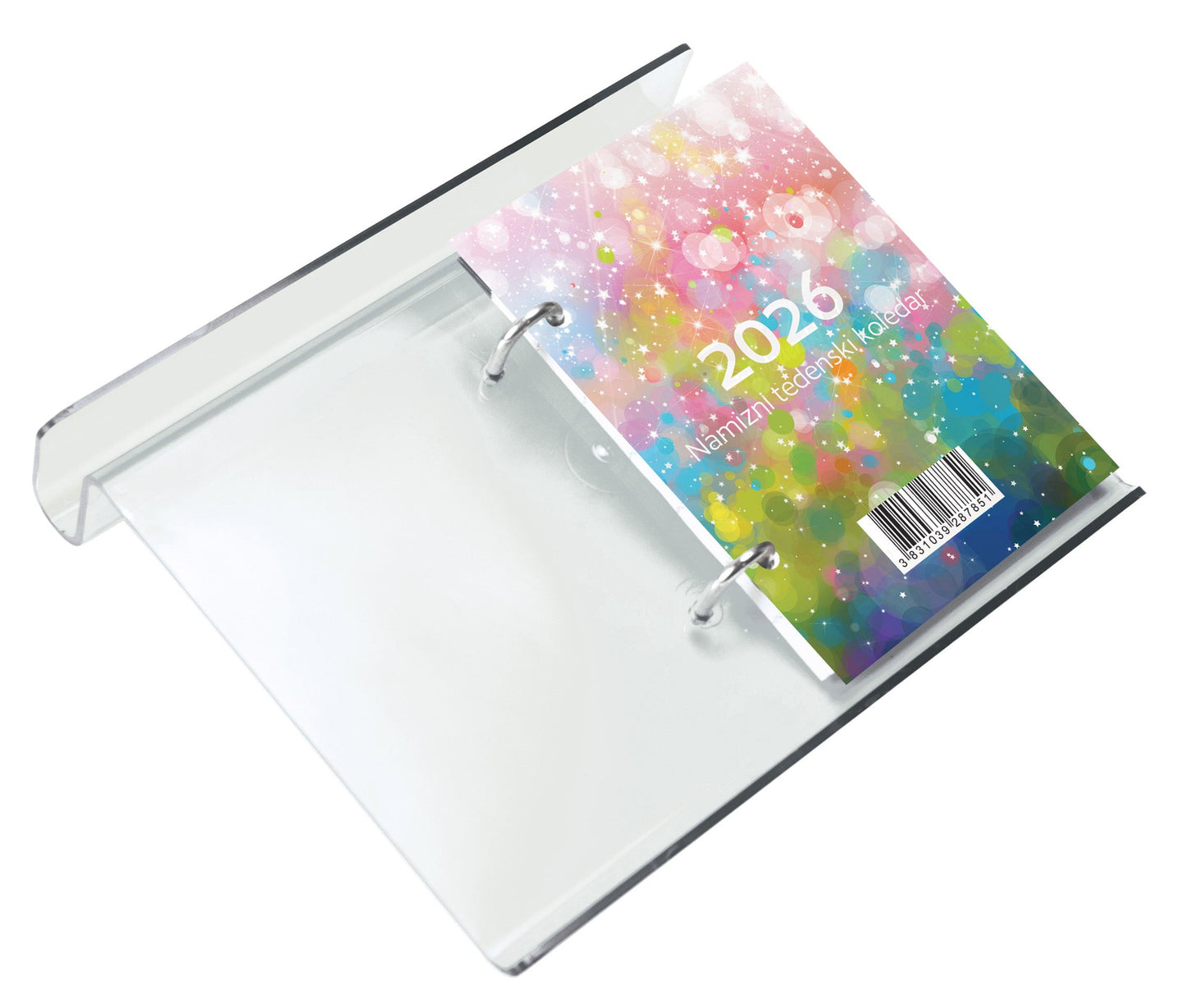 Namizni tedenski koledar 2026, pleksi podstavek, prozoren