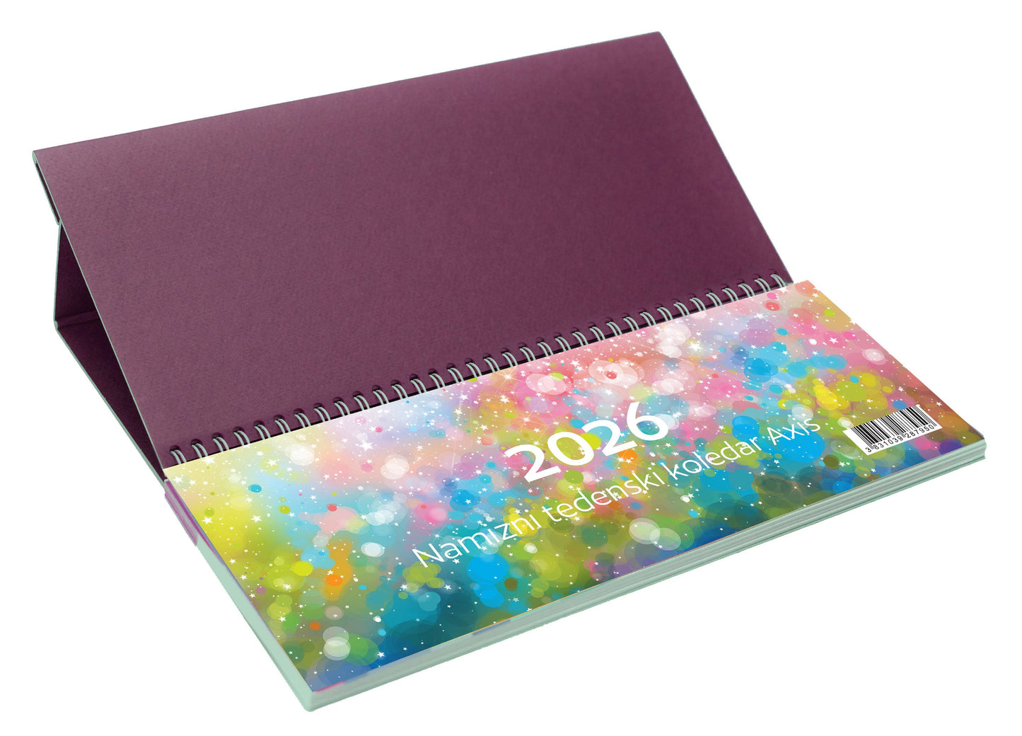 Namizni tedenski koledar Axis 2026, bordo