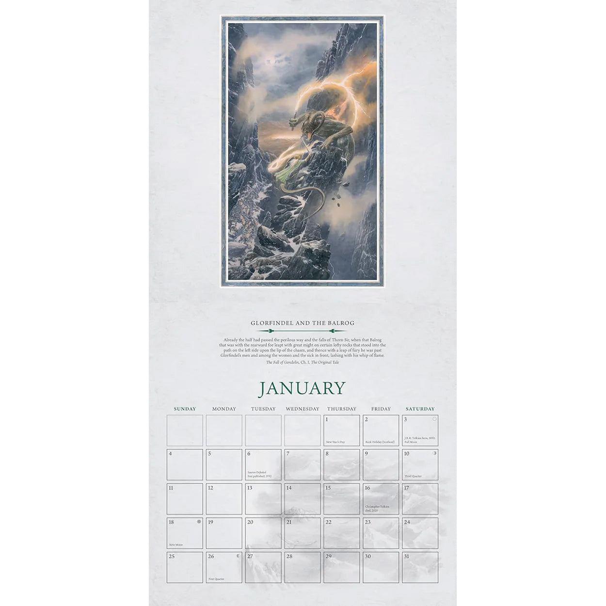 Tolkien Calendar 2026 : The Great Tales of Middle-Earth