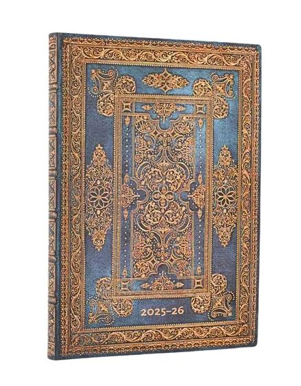 Planer Paperblanks "Blue Luxe" 2025/26, 18-mesečni, midi, horizontalen