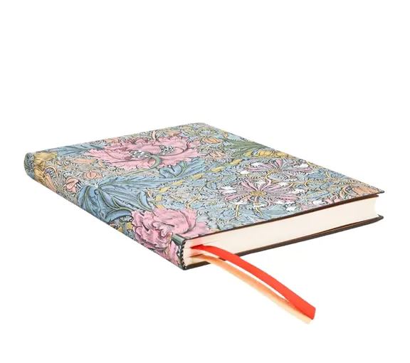 Planer Paperblanks "Morris Pink Honeysuckle" 2025/26, 18-mesečni, midi, horizontalen