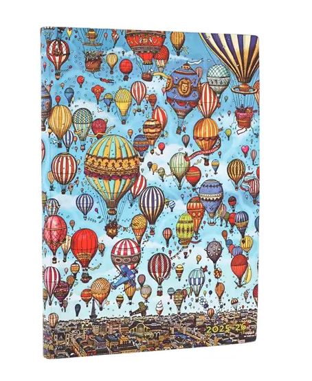 Planer Paperblanks "Balloon Festival" 2025/26, 18-mesečni, midi, horizontalen