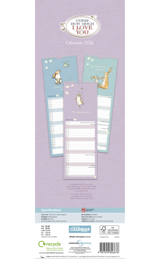 Guess How Much I Love You Slim Calendar