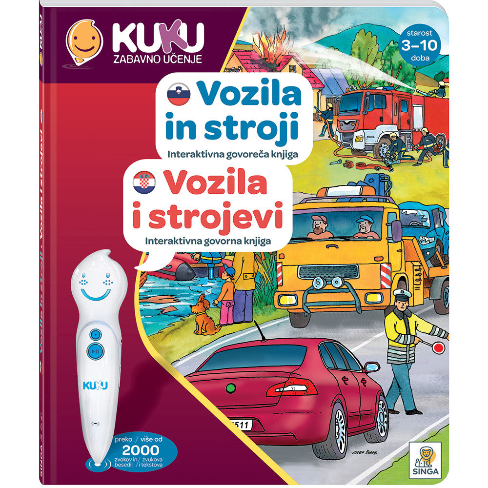 Interaktivna knjiga KUKU: Vozila in stroji (brez pisala)