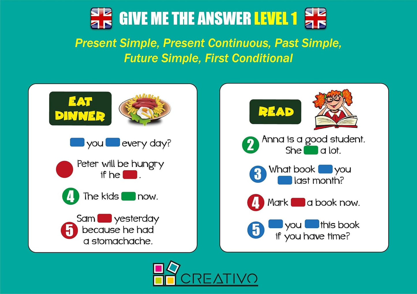 CREATIVO MIXED TENSES CARDS: LEVEL A1/A2