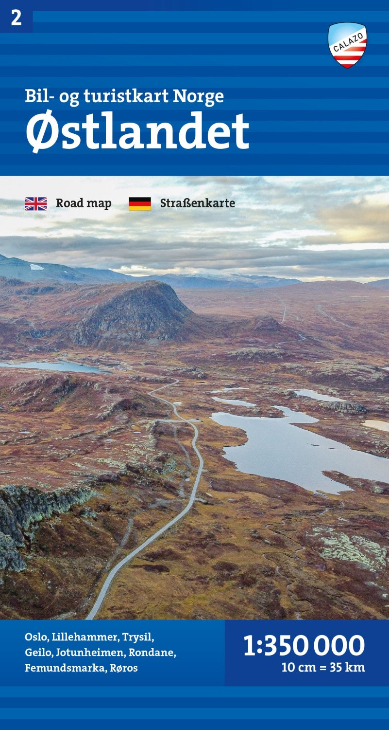 Car and tourist map of Eastern Norway (Østlandet)