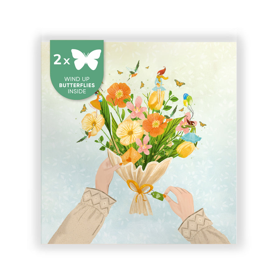 Voščilnica Anniversary bouquet, metulj
