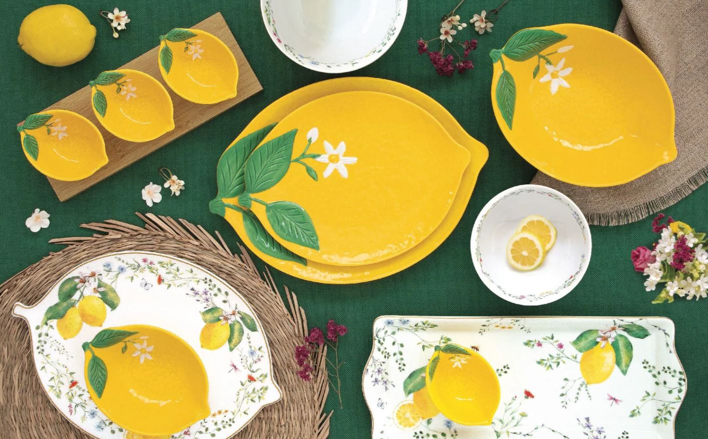 Servirna posoda/pladenj Fleurs et Citrons, 30x22 cm