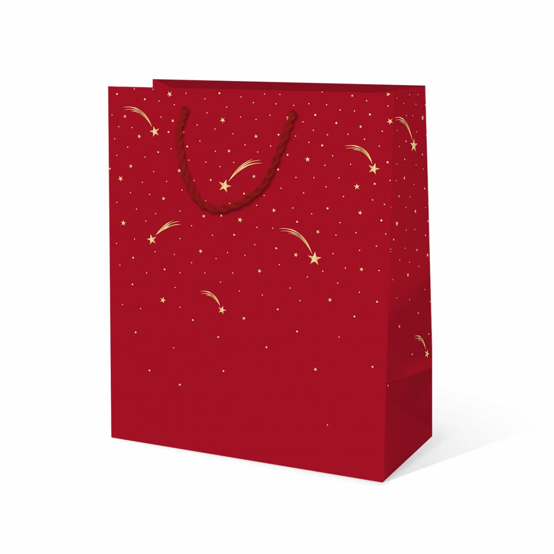 Darilna vrečka A4, ZVEZDICE, rdeča