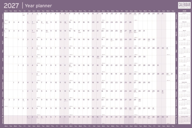 Essential Roll Planner Calendar 2026