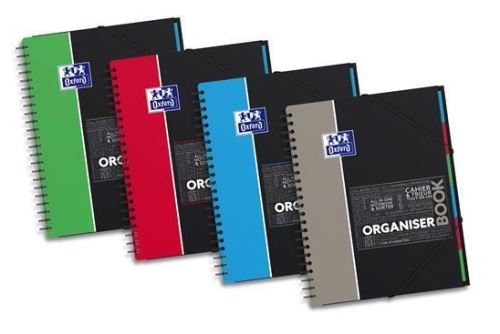 Zvezek A4 Oxford SOS Notes, Organiser Book, karirasti, s spiralo, 80-listni, različne barve