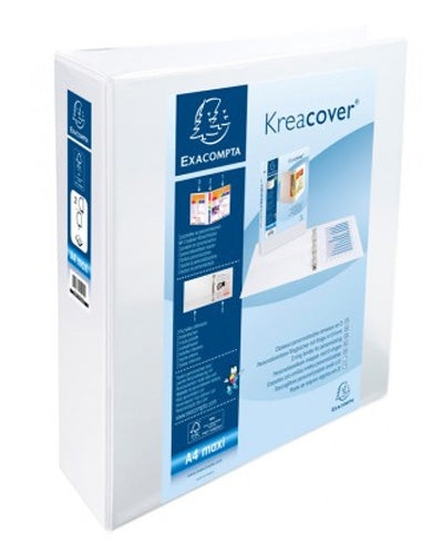 Kataloška mapa Kreacover s 3 žepi in 2 rinkama, bela