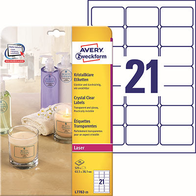 Laserske etikete AVERY L7782-25, 525 etiket v zavitku, velikost 63.5 x 38.1 mm, polyester (+ darilo)