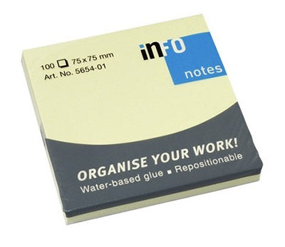 Blok samolepilni Info, 75 x 75 mm, 100 listni, rumen