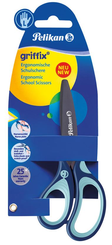 ŠKARJE PELIKAN 803519 GRIFFIX 15CM LEVIČ.MODRE BL.