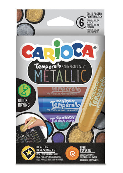 Tempere v stiku Carioca Temperello, metalne barve, 6/1